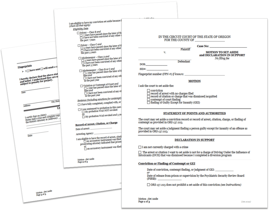 expungement forms